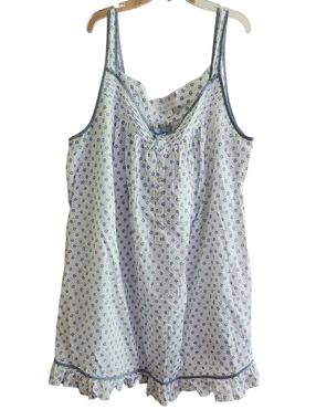 Eileen West White and Blue Stars Cotton Sleeveless Nightgown